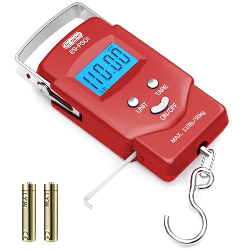 Digital Fish Scale 110 lb with Tape - Red