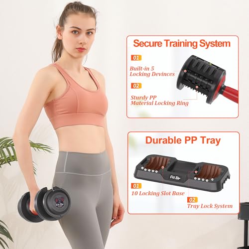 Round 25lb Pair Adjustable Dumbbells Set with Safe Locking & Quick Adjustment
