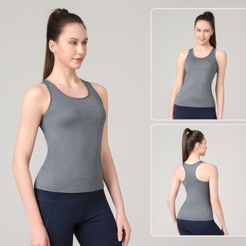 Women's Workout Tank Top 3-Pack Athletic Racerback Sports Compression Sleeveless Dry Fit - Medium, Black Gray Pink Variation