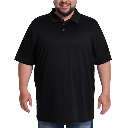 Big & Tall Men's Polo Shirt - UPF 50+ Quick Dry 3X-Large Black
