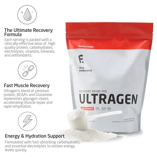 First Endurance Ultragen Workout Recovery Drink Powder Tropical Punch 15 Servings