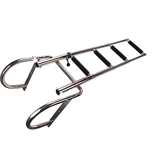COC-LF 4-Step Stainless Steel Boat Ladder, Folding Telescoping Rear Entry, Heavy Duty