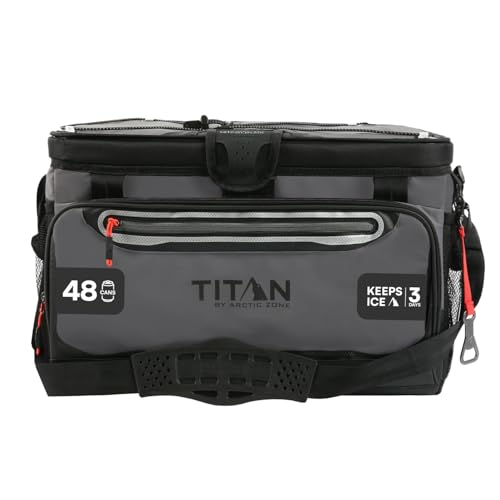 Titan Zipperless HardBody Cooler - Keeps Ice 2 Days, 48 Cans, Sharkskin Gray