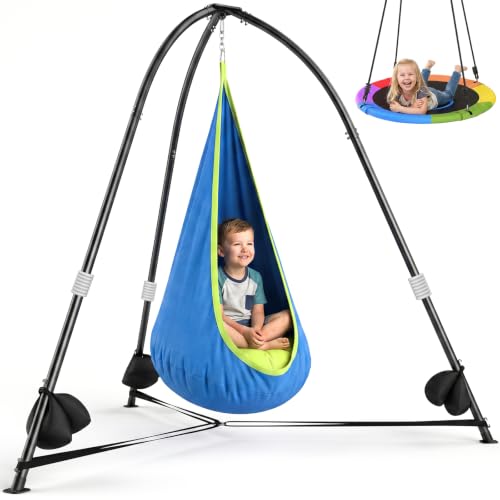Trekassy 2-in-1 Sensory Swing Set with Stand for Indoor Relaxation & Active Play