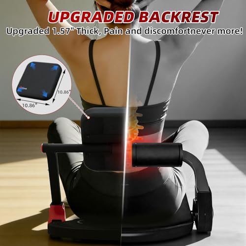 Mdeam Upgraded Ab Machine with Flat Backrest - Red & Black Home Sit-Up Equipment