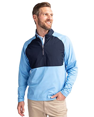 Cutter & Buck Men's Adapt Eco Knit Hybrid Quarter Zip - Large Navy Blue