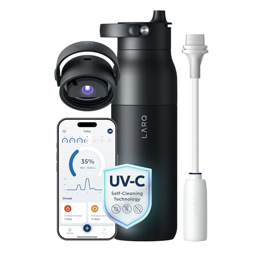 Obsidian Black LARQ PureVis 2 Smart UV-C Self-Cleaning Water Bottle 23oz