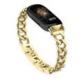 Gold Metal Chain Band Compatible with Fitbit Inspire 3 Adjustable Stainless Steel Strap for Women Men