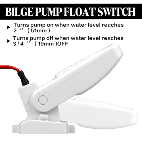 Landhoow Automatic Boat Bilge Pump Float Switch 12V 24V 32V - White, Pack of 2