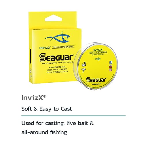 Seaguar InvizX 10lb Fluorocarbon Fishing Line 1000yds Clear Multi-Species