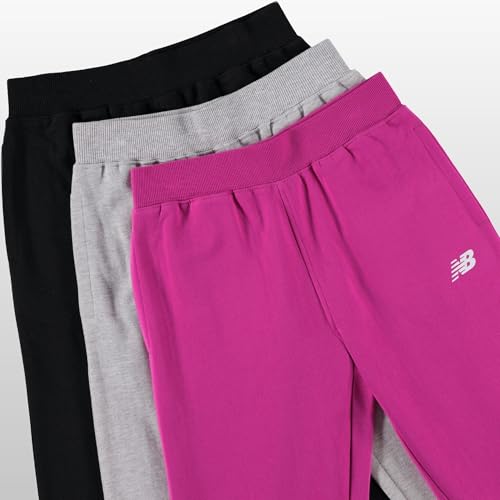 Girls Fleece Joggers 3-Pack - Black, Grey, Magenta | Sizes 14-16
