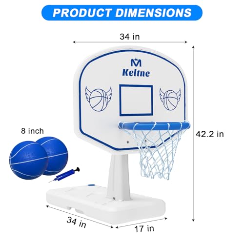 White Pool Basketball Hoop 34x34x42.2 Inches Water-Filled Base Kids & Adults