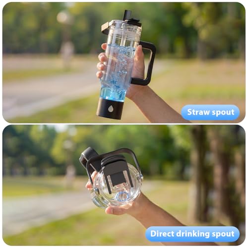 Black Hydrogen Water Bottle 26oz with Detachable Base and Dual Usage
