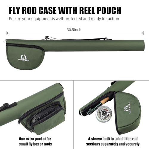 5WT 9' Fly Fishing Combo Kit - 4-Piece Rod & Pre-Spooled Reel, Travel Case