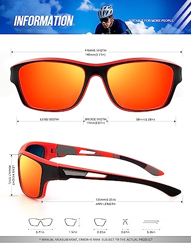 Polarized Sunglasses for Men - Sports UV Protection for Driving, Cycling & Fishing - Ice Blue/Green/Red