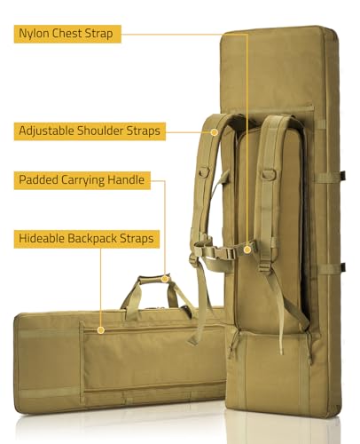 42-Inch Tactical Rifle Case Double Gun Bag Backpack Flat Dark Earth