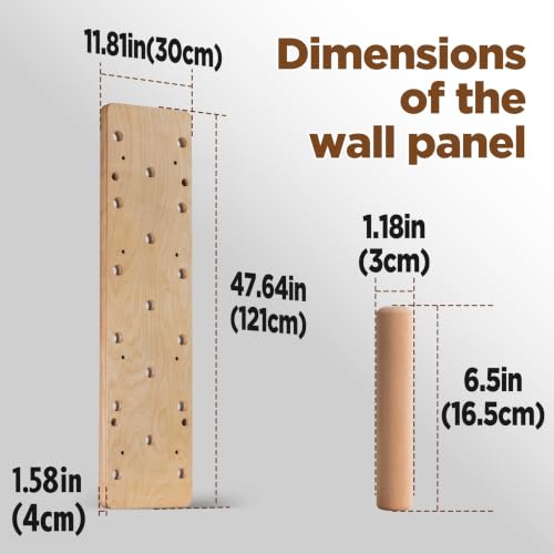 Extra-Thick Birch Plywood Climbing Peg Board with Beech Grips - Wall Mount Indoor Home Gym
