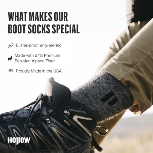 Alpaca Boot Socks for Men Women 2 Pack Moisture Wicking Cold Weather Hiking & Running Socks