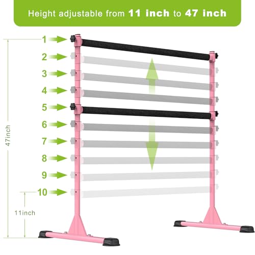 Pink 4ft Steel Freestanding Ballet Bar for Kids & Adults - Adjustable Dance & Yoga Support
