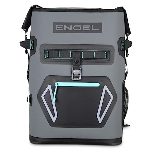Engel BP25 25 Quart High-Performance Roll-Top Backpack Cooler Dark Gray/Seafoam