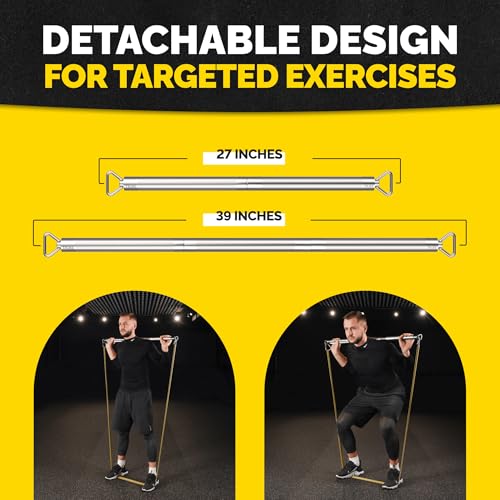 Heavy Duty Steel Resistance Bar for Exercises, Adjustable 27-39 Inches