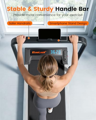 Elseluck Walking Pad Treadmill with Incline, Handle Bars & Remote Control
