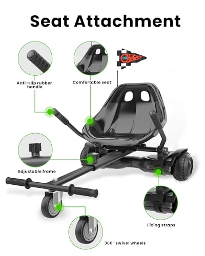 Awwscooter Hoverboard Seat Attachment for Go-Kart - Classic Black