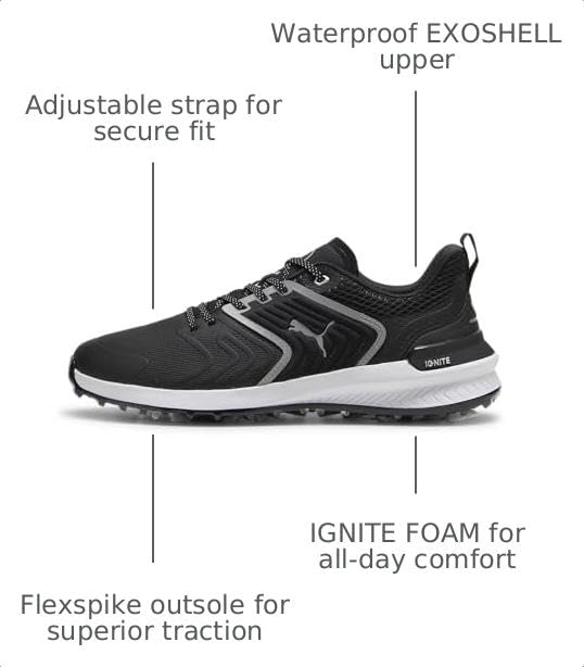 PUMA Men's Ignite Innovate Golf Shoes Grey/Black 10 - Performance Traction