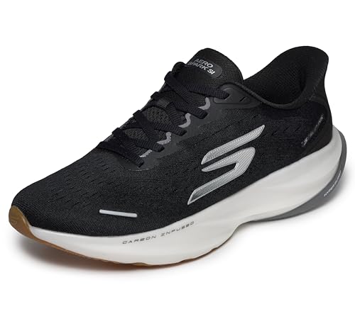 Skechers Mens Aero Spark Slip-Ons - Black/White, Size 8.5, Hands Free Running Shoe