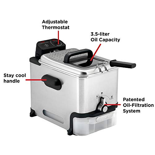 T-fal Deep Fryer 3.5L 1700W with Oil Filtration & Temp Control – Model: 3.5 L-1700 W