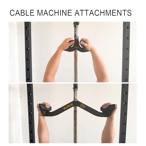 LAT Pulldown Bar Set for Cable Machine - 2 Pieces Ergonomic V & T-Bar Handles - Heavy Duty Steel, Rubber Coated for Back & Tricep Training - BL26