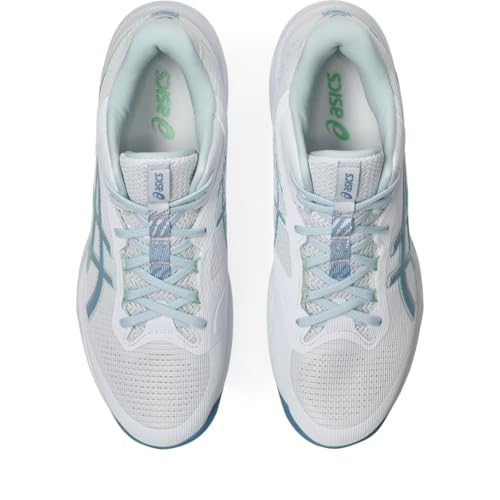 ASICS Men's Netburner Ballistic FlyteFoam Mid Top 4 Volleyball Shoes - White/Saba Blue