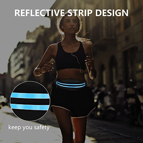 Blue Running Belt Fanny Pack for Men & Women Reflective Waist Pack Adjustable Fitness Bag