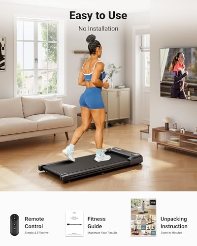THERUN Under Desk Walking Treadmill Light Black 265LBS Weight Capacity Remote