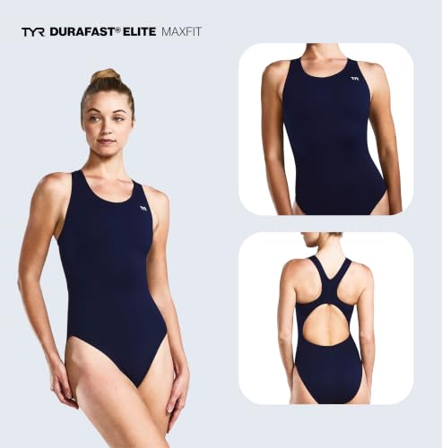 TYR Womens Durafast Elite Maxfit Swimsuit Royal 38 - Long-Lasting One-Piece Swimwear