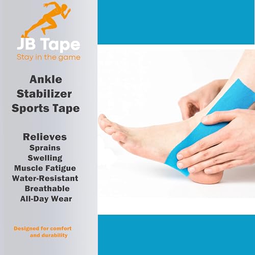 JB Tape Kinesiology Tape – 80 Precut 10-Inch Strips – Black – Elastic, Latex-Free, Water Resistant – Athletic Muscle & Joint Support – 4 Rolls