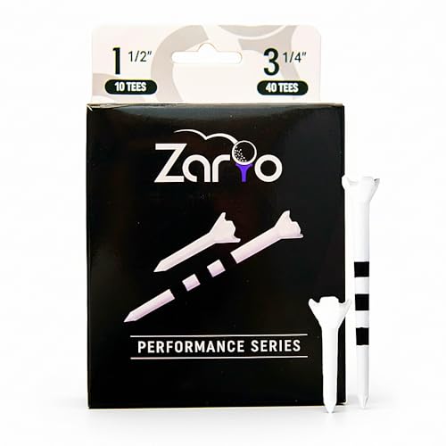 Black Plastic Golf Tees Combo 3 1/4 Inch and 1 1/2 Inch Near Unbreakable 4 Prong with Height Marker