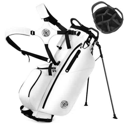 White 7-Way Golf Stand Bag for Men & Women - Lightweight & Durable, Upgraded Base