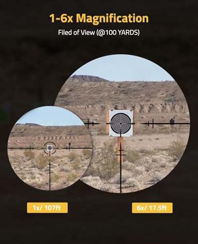 CVLIFE 1-6x24 LPVO Rifle Scope with Red/Green Illumination, 30mm Mount, CQB Model