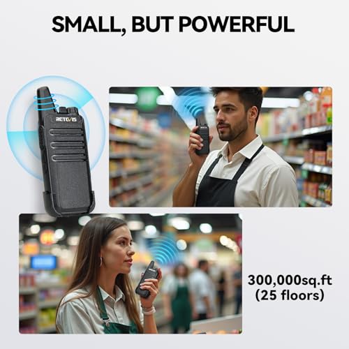 Retevis RT22 Commercial Walkie Talkies 6 Pack with Multi-Unit Charger, Long Range, Rechargeable