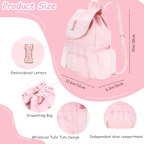 Kids Dance Backpack with Shoes & Water Bottle Pockets - Pink A
