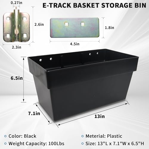 4 Pack E-Track Storage Bins for Truck Trailer Organization Heavy Duty Plastic