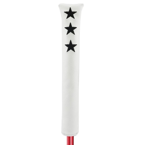 Kimpengofu Golf Club Alignment Stick Cover with Embroidery Star Pattern Holds at Least 2 Sticks PU Leather Protector Case (White)
