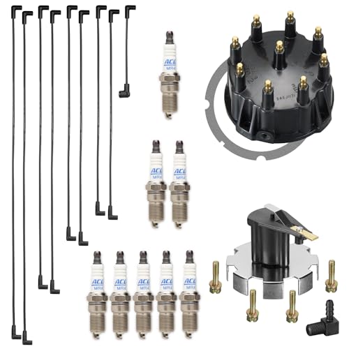 Marine Tune Up Kit for Mercruiser V8 Engines - MR43T Spark Plugs, Distributor Cap & Wires - V8 Variation