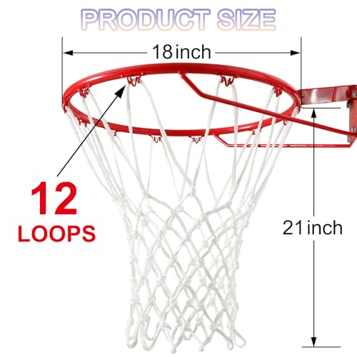 10 Pcs Heavy Duty Outdoor Basketball Nets - All Weather, Anti-Whip, Standard 12 Loops