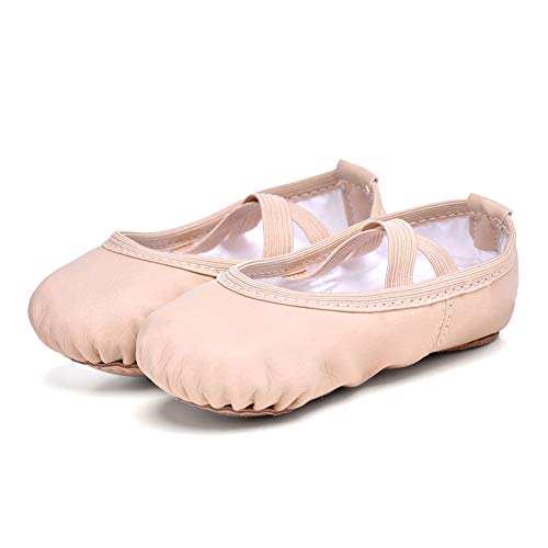 Toddler Ballet Shoes for Girls - Soft Leather Split Sole - Pink, 3 Big Kid