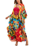 Plus Size Kaftan Dress for Women - Batwing Sleeve Maxi Cover Up - One Size / 8759-Color16