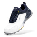 FitVille Wide Men's Spikeless Golf Shoes - Water Resistant, Pro-GreenEase V7, 11 Wide, White/Navy