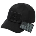 Black Tactical Hat with Flag Patch Adjustable Army Cap Military Trucker Cap