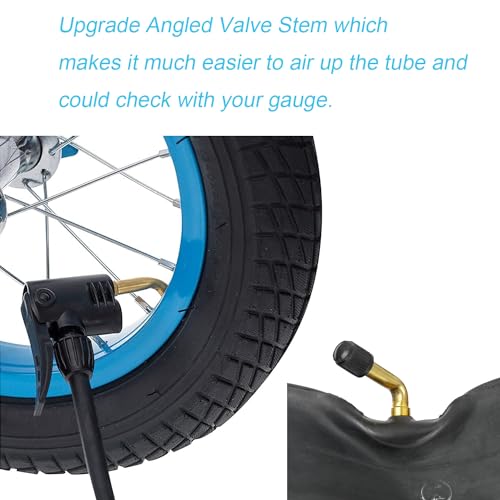 12.5x2.25 Bicycle Inner Tube for 12 and 12.5 Inch Electric Scooters - Angled Valve, 2 Pack